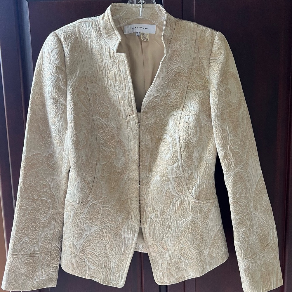 Zara Woman Gold/Ivory Evening Jacket M